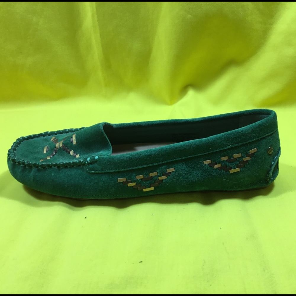 UGG Green Suede Moccasins SZ 8 - Picture 4 of 12